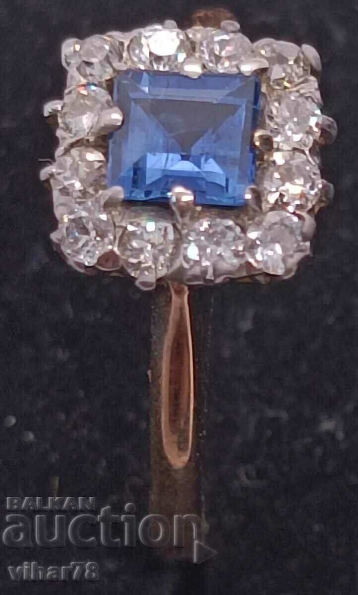 Auction Beautiful gold ring 14 karta, diamonds and sapphire Auction Beautiful gold ring 14 karta, diamonds and sapphire
