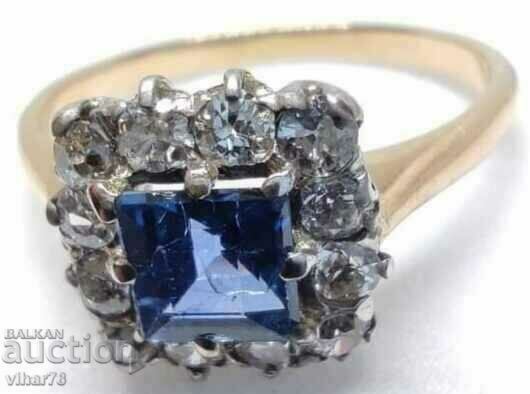 Beautiful gold ring 14 karta, diamonds and sapphire - 5 Beautiful gold ring 14 karta, diamonds and sapphire - 5