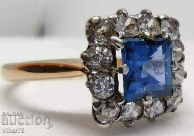 Beautiful gold ring 14 karta, diamonds and sapphire - 6 Beautiful gold ring 14 karta, diamonds and sapphire - 6