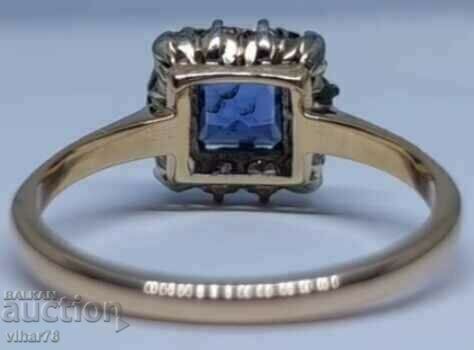 Beautiful gold ring 14 karta, diamonds and sapphire - 7 Beautiful gold ring 14 karta, diamonds and sapphire - 7