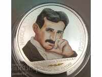 1 OUND SILVER Serbia 2021 Nikola Tesla, color coin - NEW