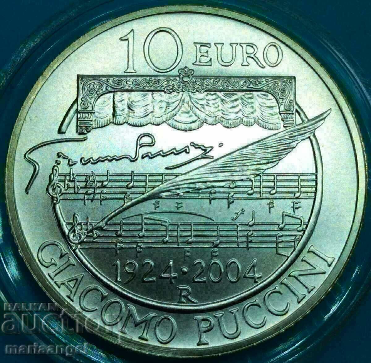 10 евро 2004 Италия Джакомо Пучини UNC Златна Патина