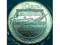 10 Euro 2004 Italia Giacomo Puccini UNC Patină de Aur