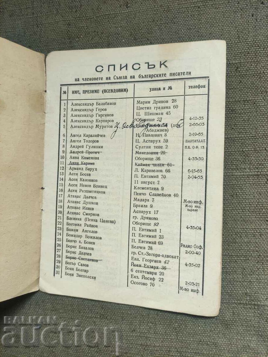List of members of the Union of Bulgarian Writers with price 80.00 BGN | € 40.90 List of members of the Union of Bulgarian Writers with price 80.00 BGN | € 40.90