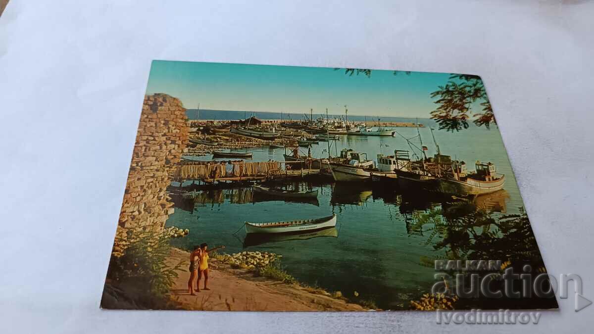 Пощенска картичка Несебър Пристанището 1966