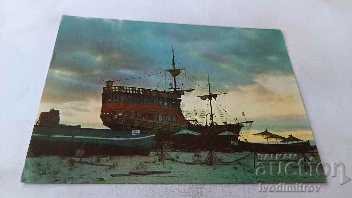 Postcard Sunny Beach The Pirate Frigate 1970
