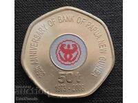 Papua Noua Guinee.50 toea 2008. 35 ani.banca nationala. UNC.