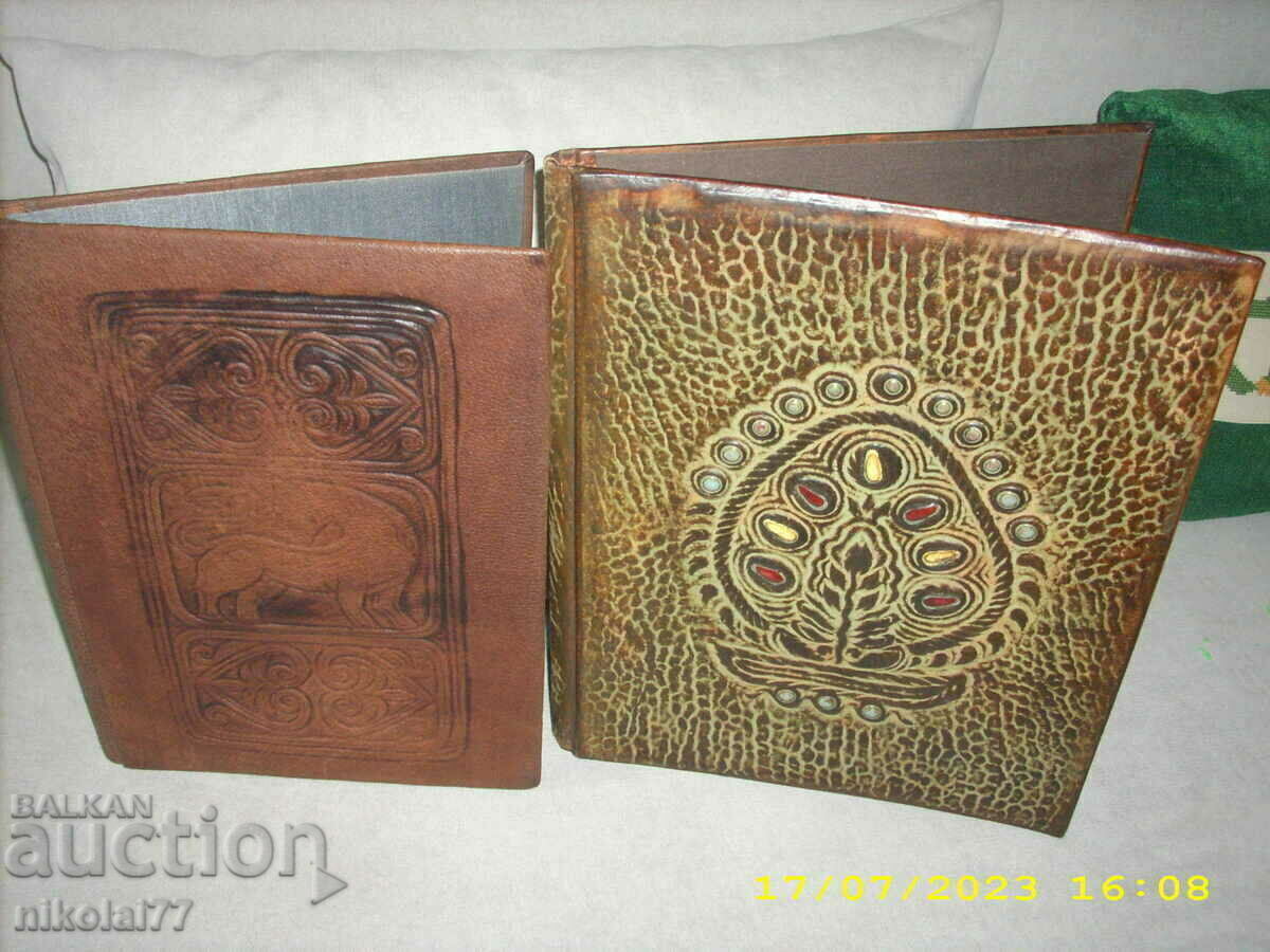 2 folders natural leather printed pebbles 1977. new! - 6 2 folders natural leather printed pebbles 1977. new! - 6