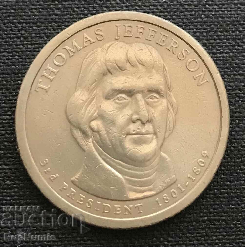 USA. 1 dollar 2007(D). Thomas Jefferson.