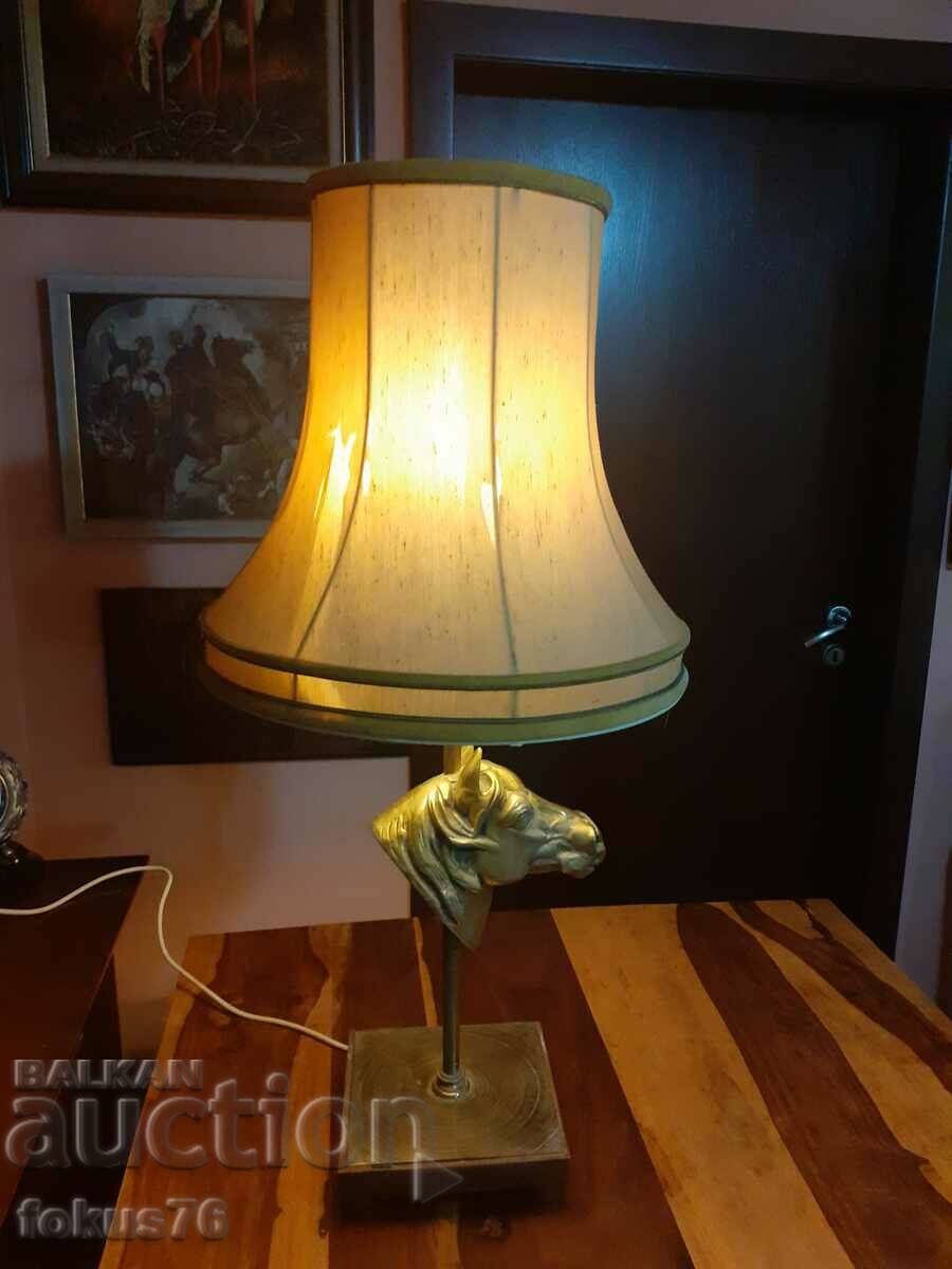 Μοναδικό μπρούτζινο φωτιστικό αγαλματίδιο κεφαλής αλόγου μπρούτζινο