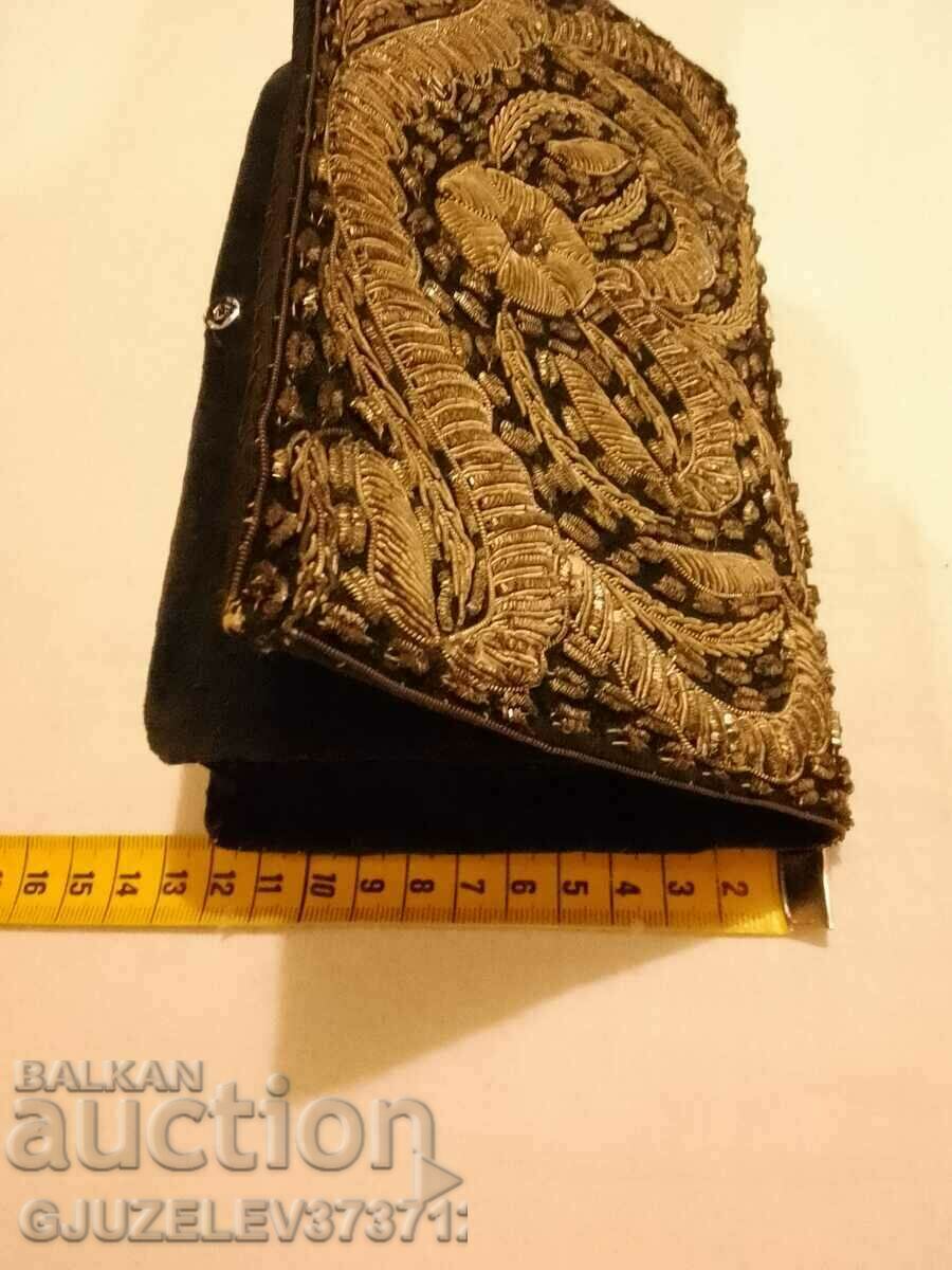 Retro, vintage bag, purse with gold tinsel black velvet - 7 Retro, vintage bag, purse with gold tinsel black velvet - 7