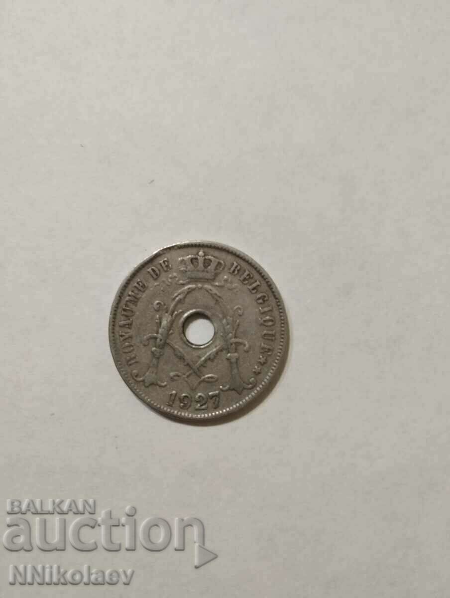 Belgium 25 centimes 1927 French legend with price 2.00 BGN | € 1.02