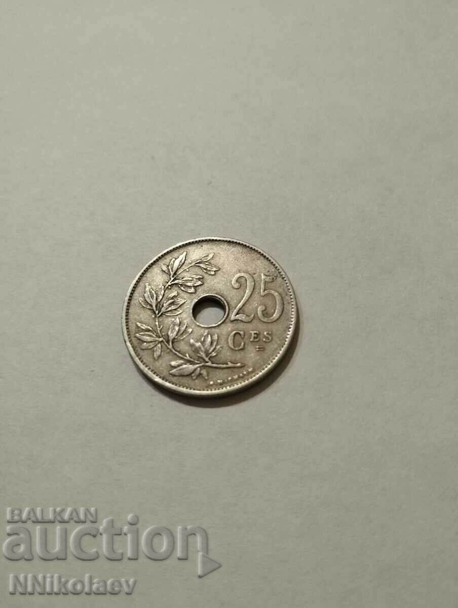 Auction Belgium 25 centimes 1929 French legend Auction Belgium 25 centimes 1929 French legend