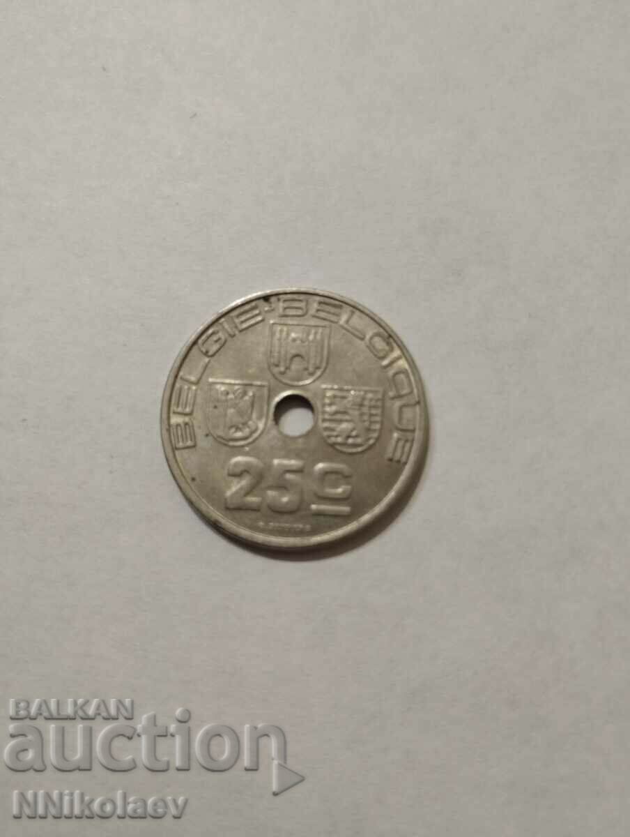 Auction Belgium 25 centimes 1938 French legend Auction Belgium 25 centimes 1938 French legend