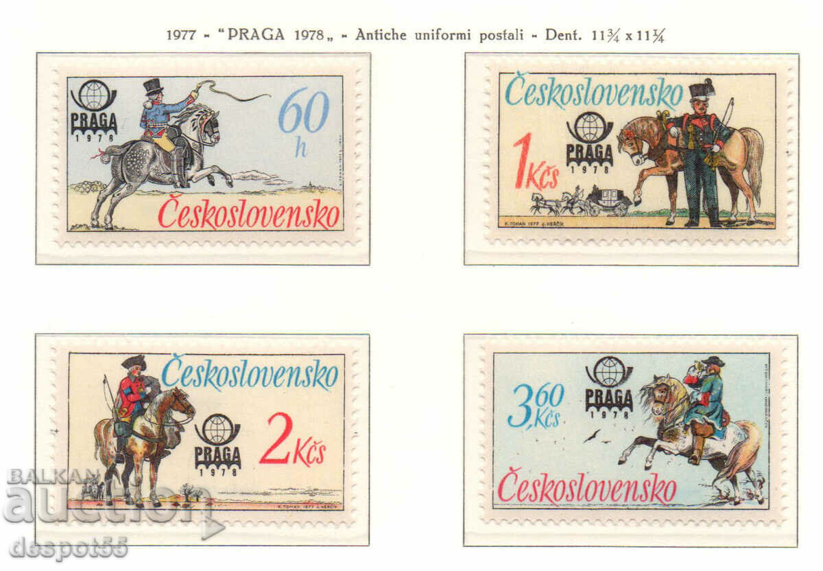 1977. Cehoslovacia. Uniforme poștale istorice.