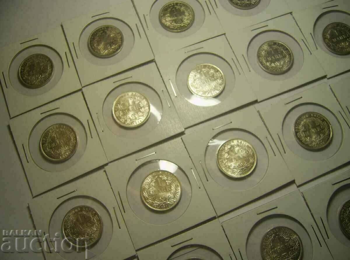 Germany lot 53 x 1 mark 1914-1915 Silver with price 1750.00 BGN | € 894.76 Germany lot 53 x 1 mark 1914-1915 Silver with price 1750.00 BGN | € 894.76