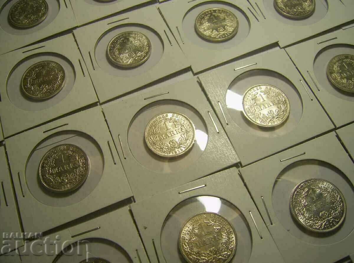 Delivery of Germany lot 53 x 1 mark 1914-1915 Silver Delivery of Germany lot 53 x 1 mark 1914-1915 Silver