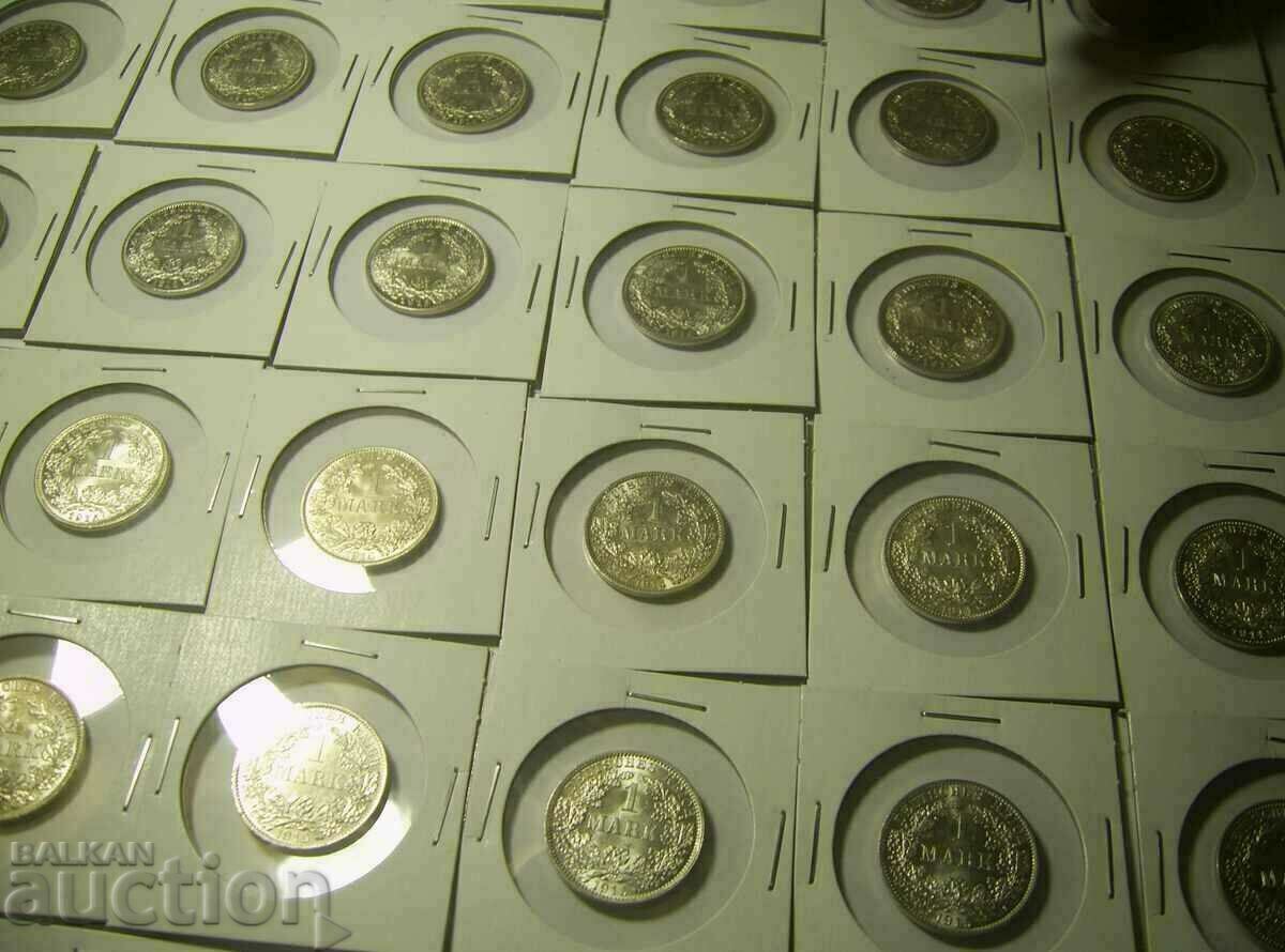 Germany lot 53 x 1 mark 1914-1915 Silver - 5 Germany lot 53 x 1 mark 1914-1915 Silver - 5