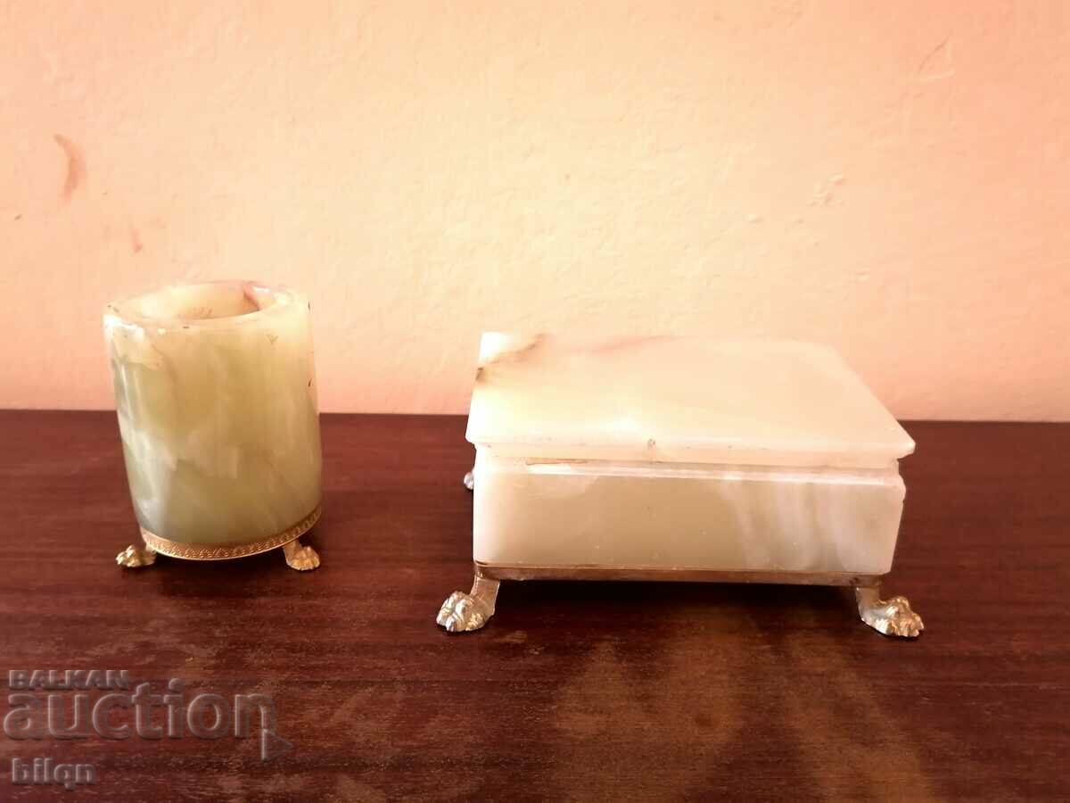 Incredibly Beautiful Onyx Jewelry Box Set Etc.