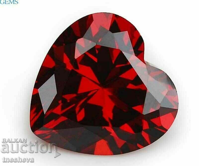 Red ruby, heart 3.8 carats