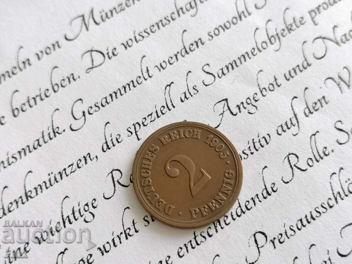 Moneda Reich - Germania - 2 Pfennig | 1905; Seria A
