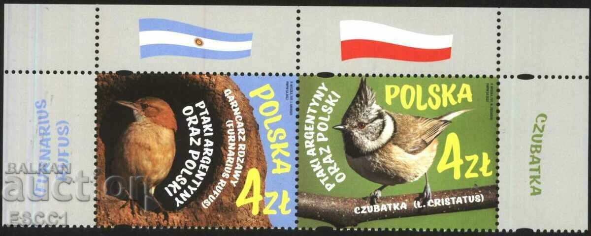 Чисти марки Фауна Птици съвместно с Аржентина  2022 от Полша
