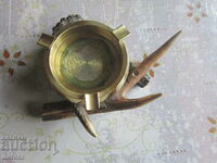 Amazing hunting art ashtray bronze horn