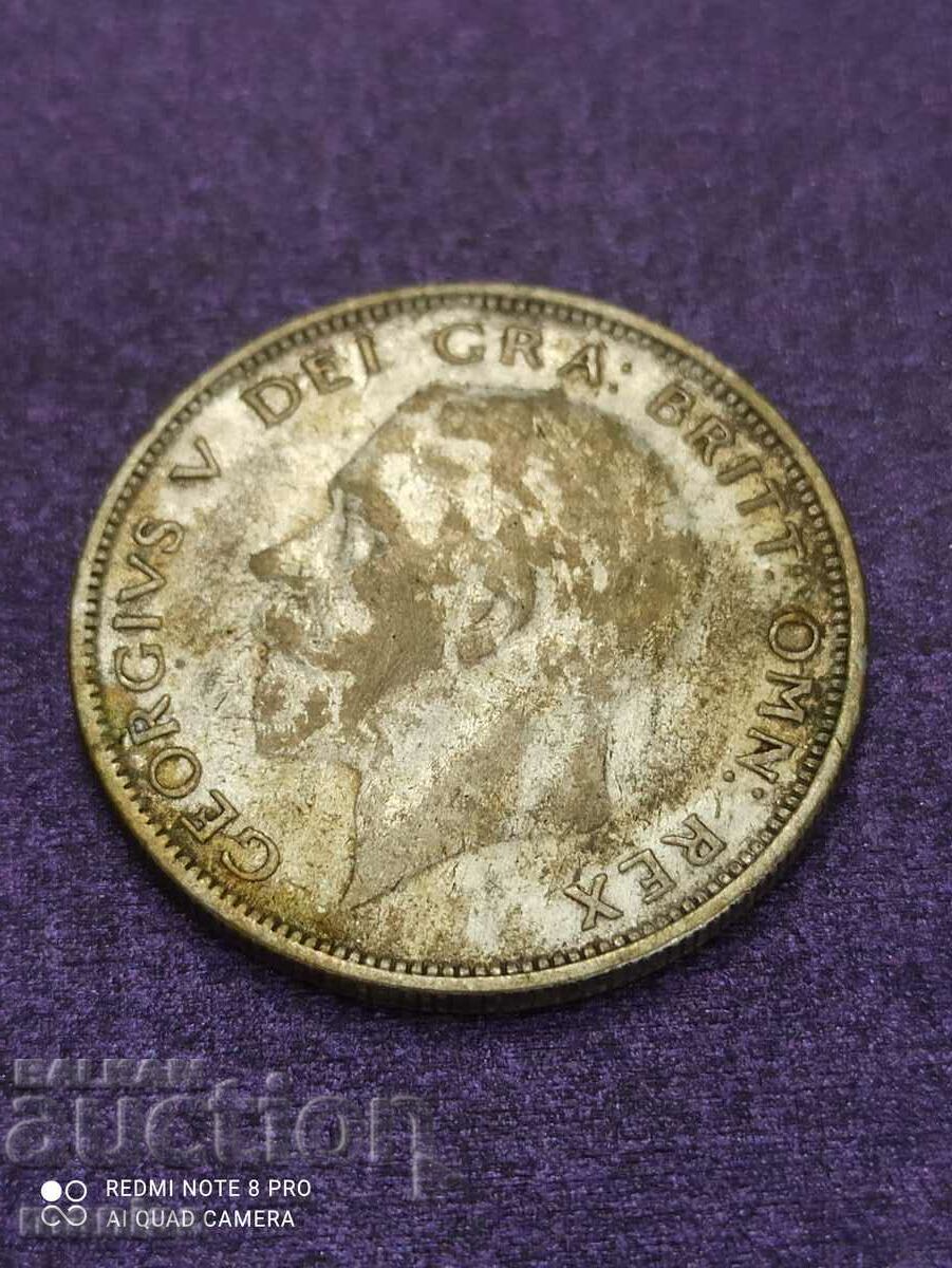 1/2 coroană argint 1927 Marea Britanie cu preț 69.00 BGN | € 35.28