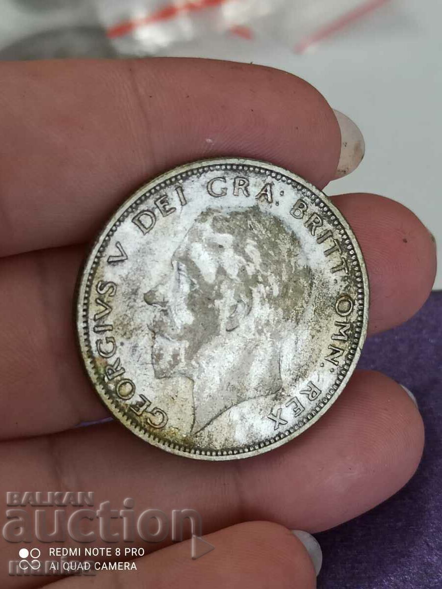Licitație 1/2 coroană argint 1927 Marea Britanie