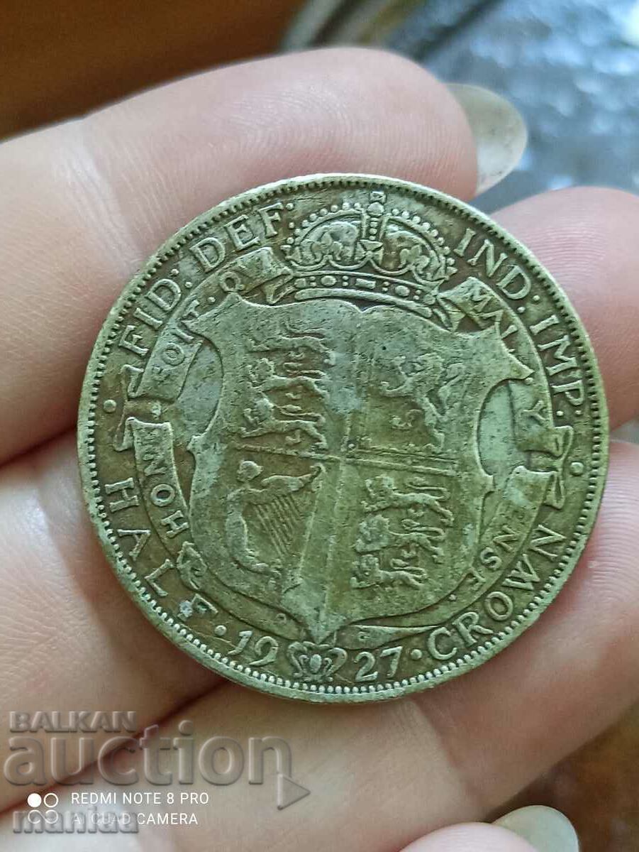 1/2 coroană argint 1927 Marea Britanie - 6