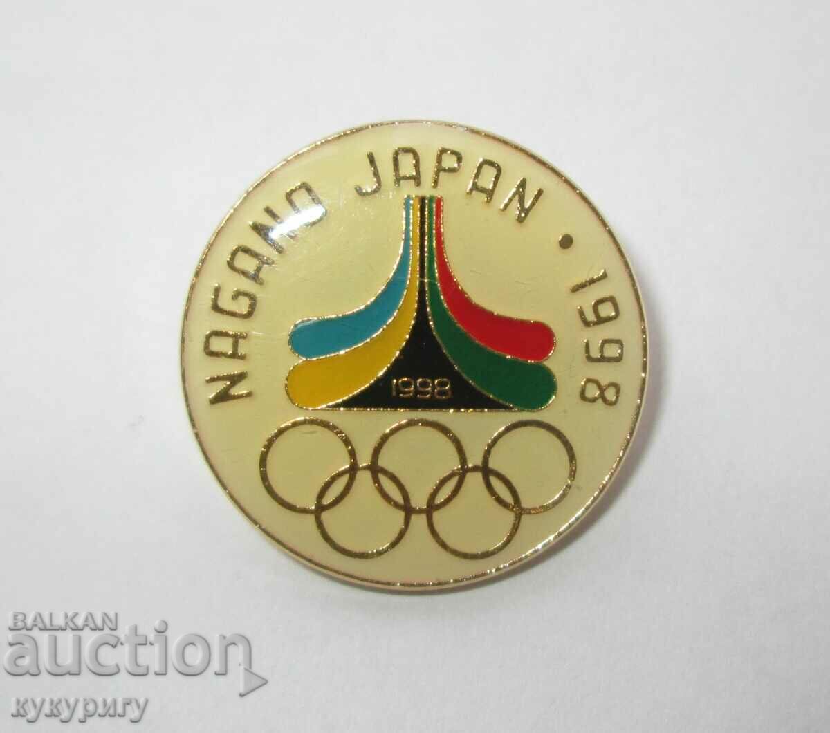 Original Olympic Badge Sign Olympiad Nagano 1998