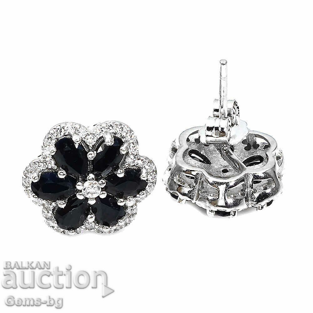 Delicate silver earrings with natural sapphires with price 320.00 BGN | € 163.61 Delicate silver earrings with natural sapphires with price 320.00 BGN | € 163.61