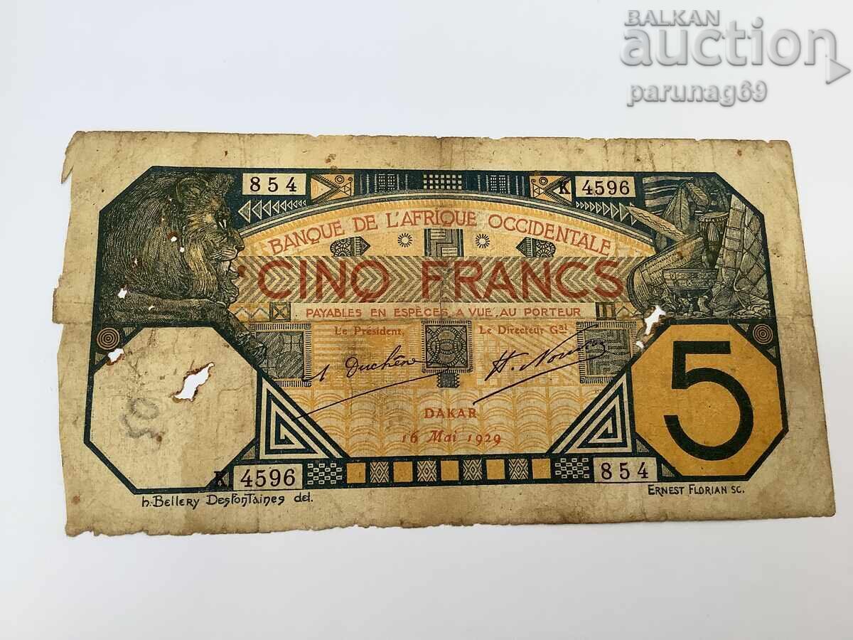 Γαλλική Δυτική Αφρική 5 φράγκα 1929 (DAKAR) Γαλλική Δυτική Αφρική 5 φράγκα 1929 (DAKAR)