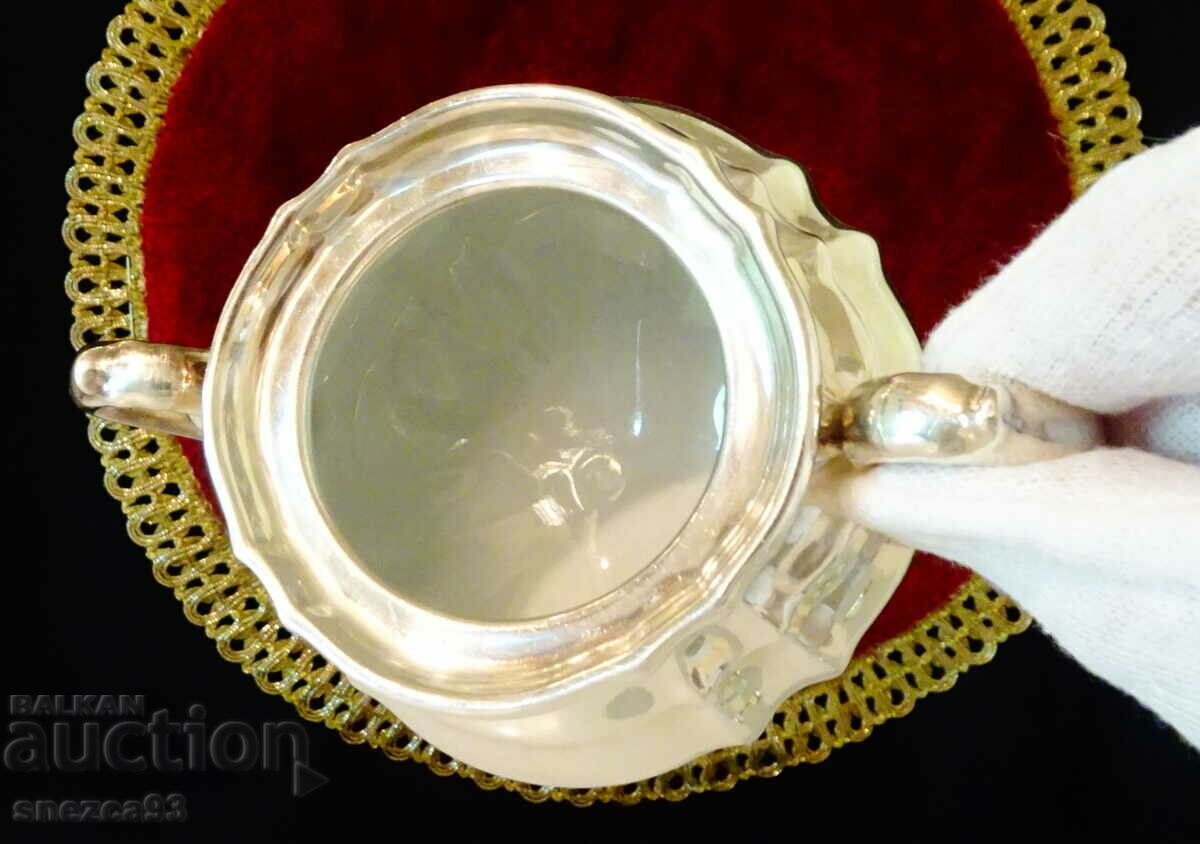 WMF Porcelain Sugar Bowl, Silver Mount 1000, Baroque - 5 WMF Porcelain Sugar Bowl, Silver Mount 1000, Baroque - 5