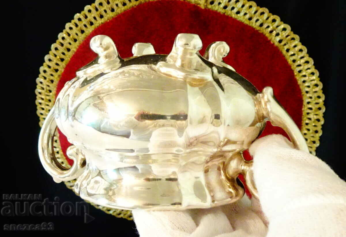 WMF Porcelain Sugar Bowl, Silver Mount 1000, Baroque - 6 WMF Porcelain Sugar Bowl, Silver Mount 1000, Baroque - 6