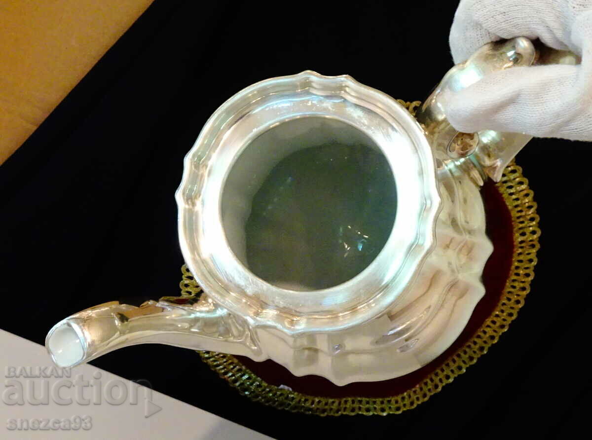 WMF Porcelain Jug, Silver Mounts, 1000 Hallmark, Baroque - 6