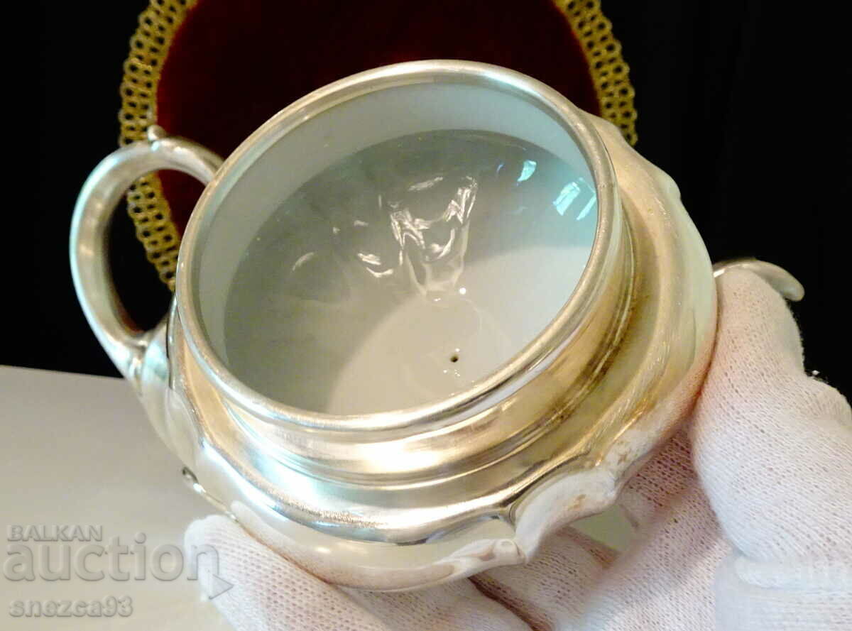 Porcelain teapot, WMF jug, silver trim 1000, Baroque - 5