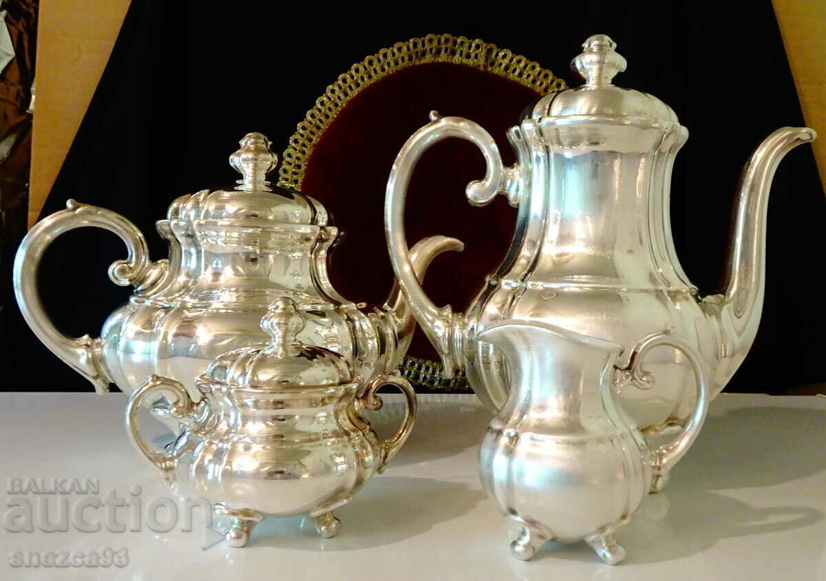 WMF Porcelain Service, Silver Fittings, 1000 Hallmark, Baroque WMF Porcelain Service, Silver Fittings, 1000 Hallmark, Baroque