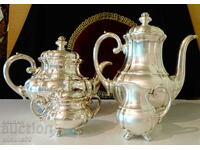 WMF Porcelain Service, Silver Fittings, 1000 Hallmark, Baroque