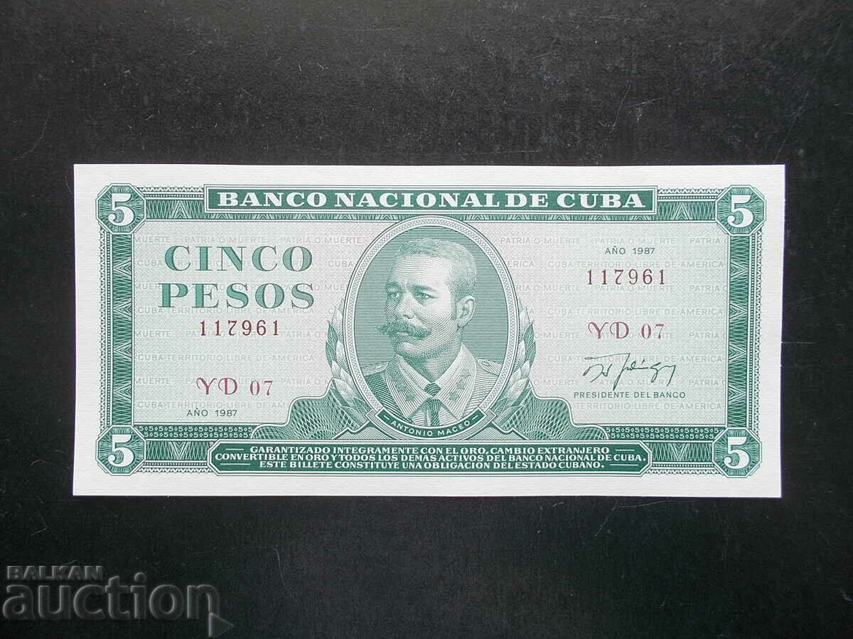 CUBA, 5 pesos, 1987, UNC