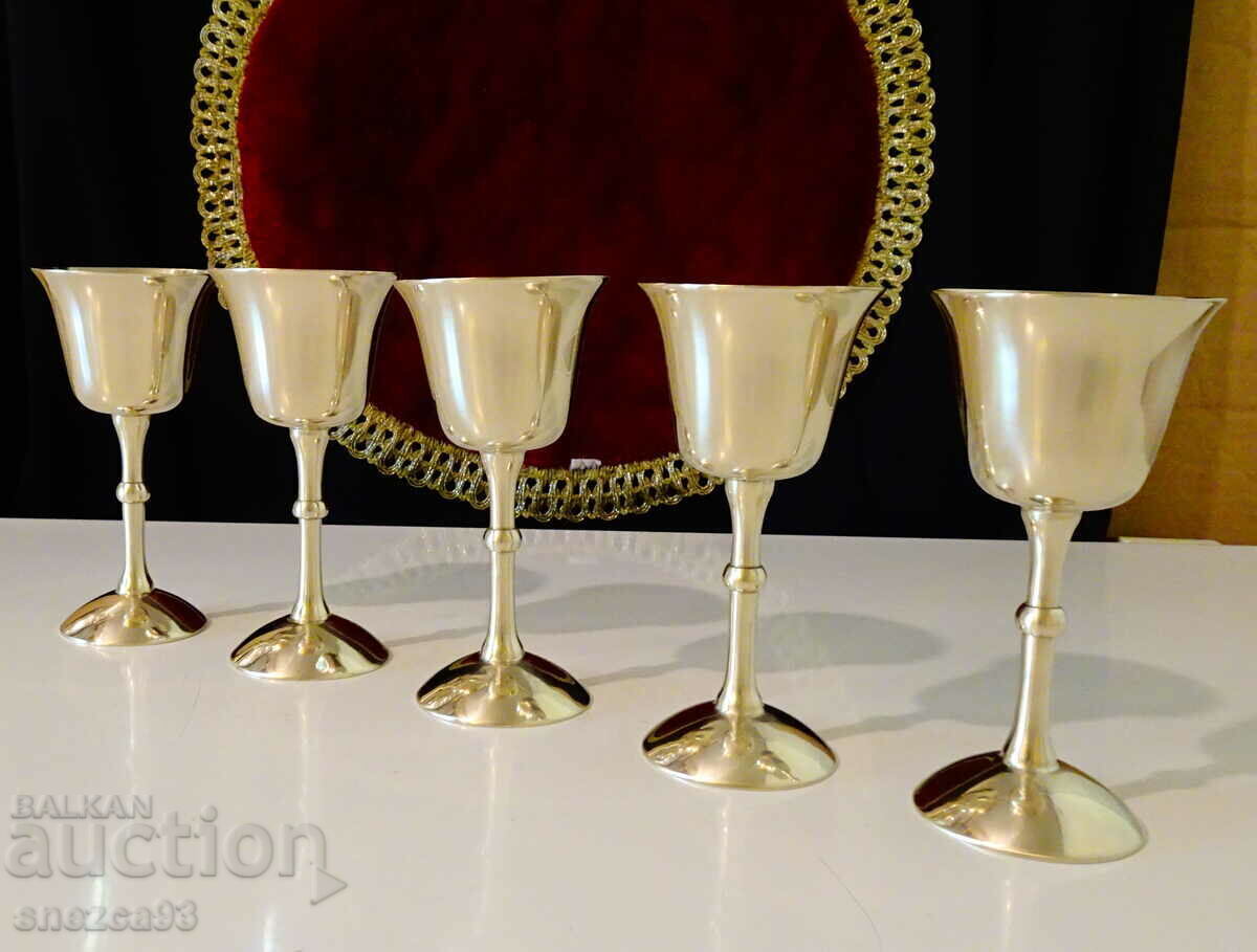 Bronze rakia cups 70 ml., 5 pieces - 6 Bronze rakia cups 70 ml., 5 pieces - 6