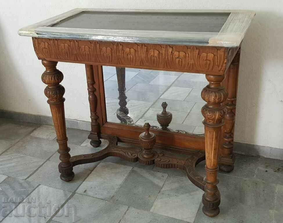 Hand-carved wooden table furniture with black granite and a mirror with price € 140.00 | 273.82 BGN