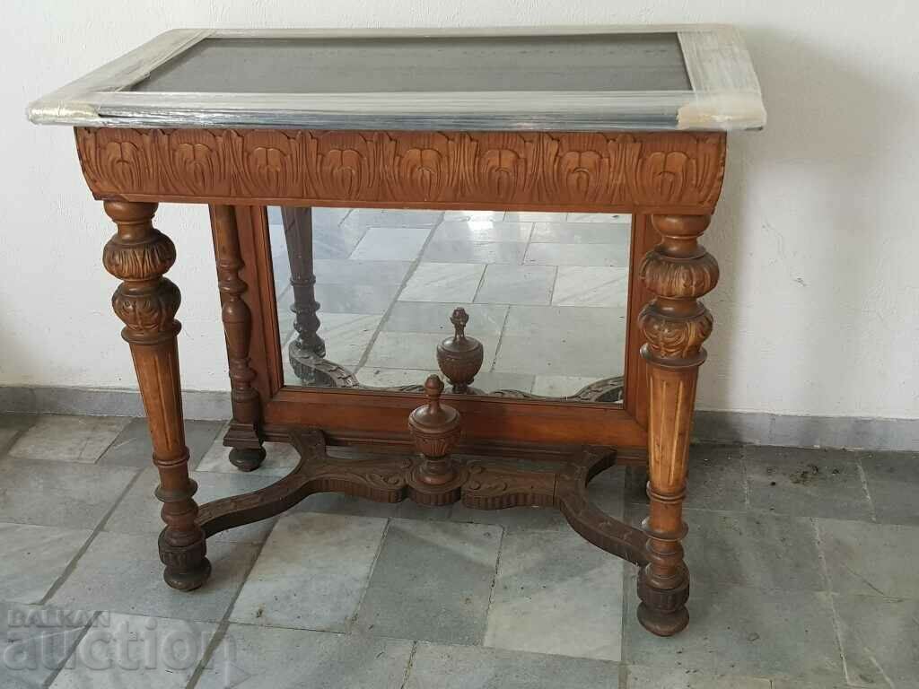 Hand carved wooden furniture with black granite and mirror