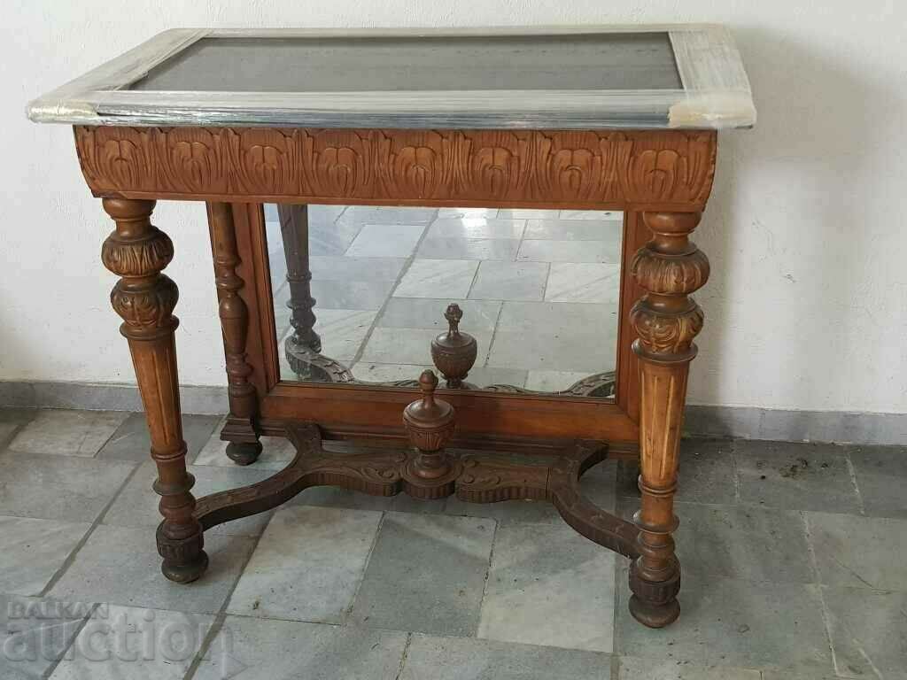 Mobilier din lemn sculptat manual cu granit negru și oglindă