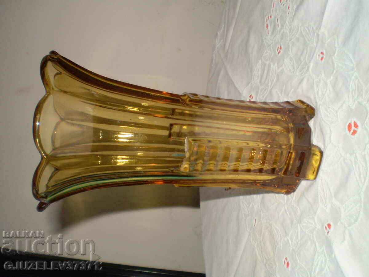 Vintage Art Deco 1930 Amber Glass Vase - 5 Vintage Art Deco 1930 Amber Glass Vase - 5
