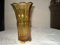 Vintage Art Deco 1930 Amber Glass Vase