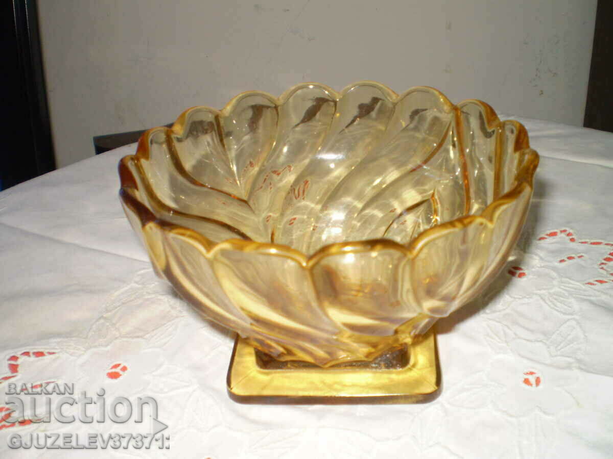 Vintage Art Deco 1930 Amber Glass Bowl with price 88.00 BGN | € 44.99 Vintage Art Deco 1930 Amber Glass Bowl with price 88.00 BGN | € 44.99