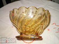 Vintage Art Deco 1930 Amber Glass Bowl