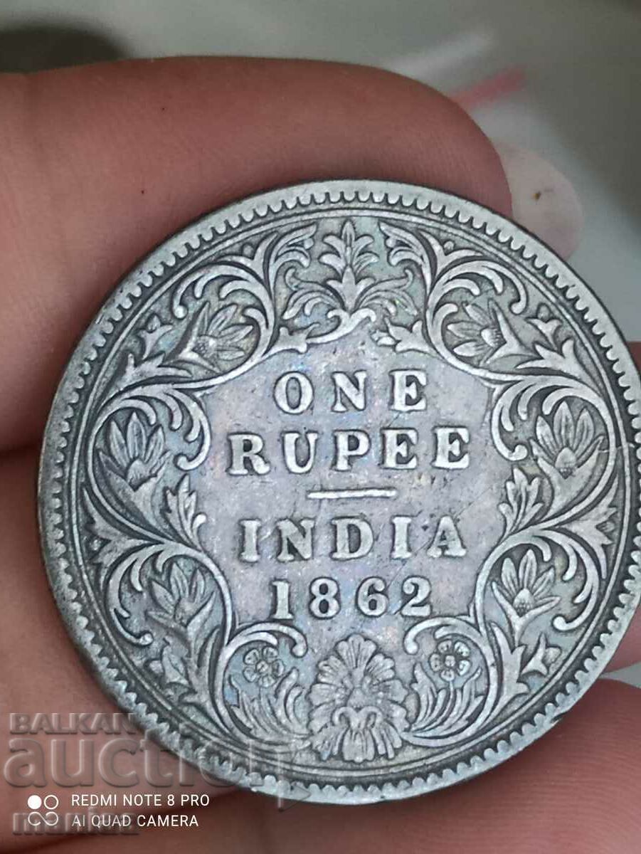 1 Rupee 1862 India. Silver 1 Rupee 1862 India. Silver