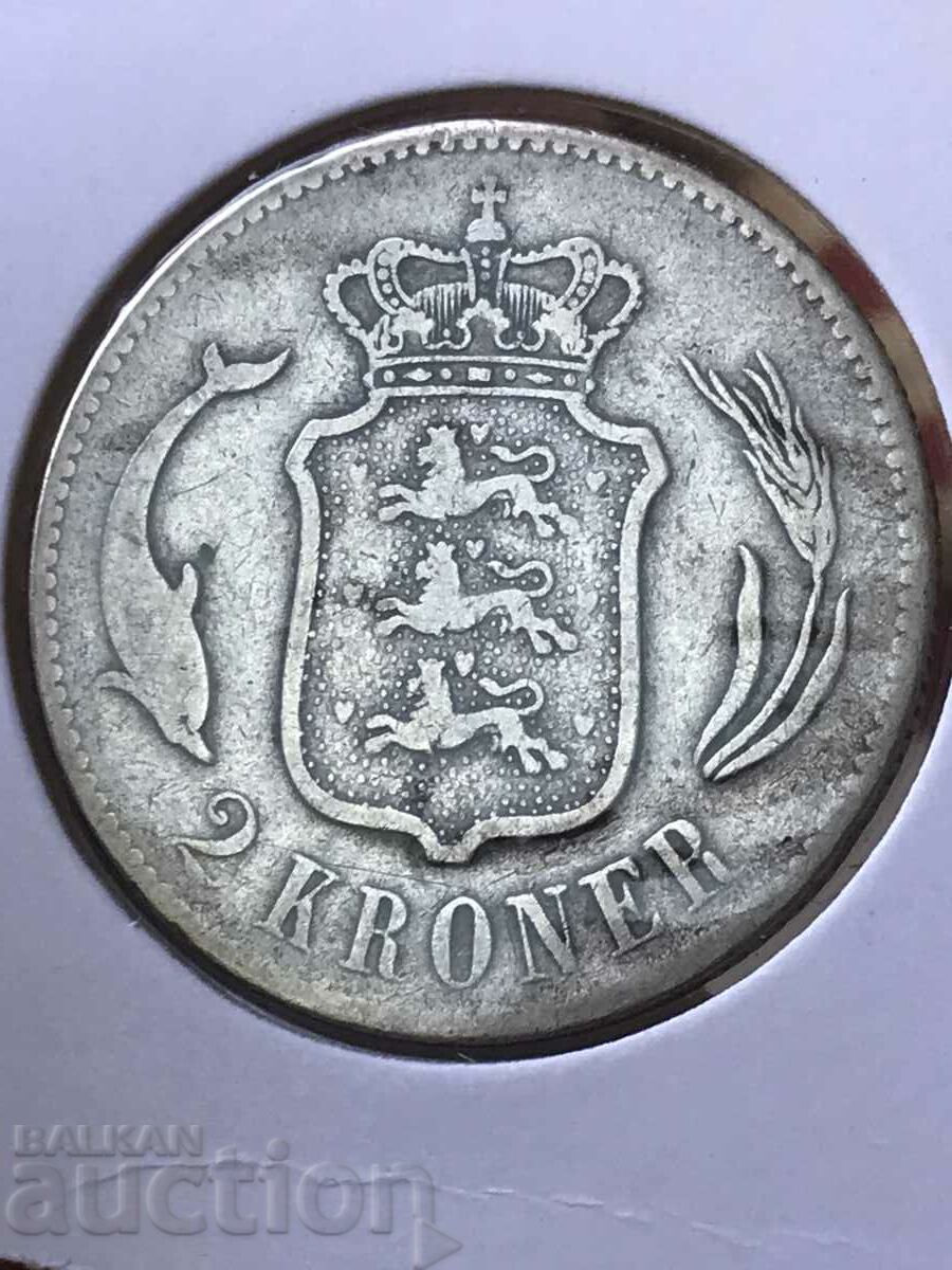 Дания 2 крони 1876 Кристиян IX сребро